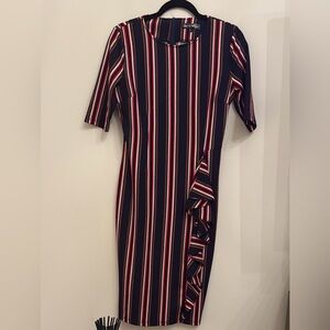 Elegant Striped Navy Dress
